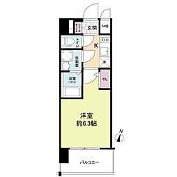 エスリードRESIDENCE大阪福島CITYWEST 1Kの間取図画像