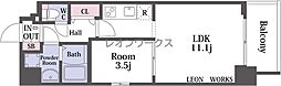プレサンス堺筋本町エグゼブラン 1LDKの間取図画像