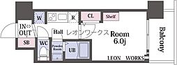 プレリスNEO大阪十三エルヴィオン 1Kの間取図画像