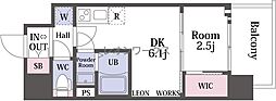 プレリスNEO大阪十三エルヴィオン 1DKの間取図画像