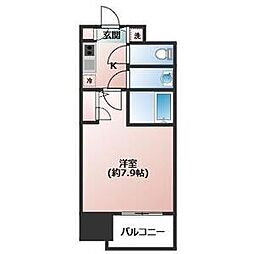 アドバンス上町台2クレイドル 1Kの間取図画像