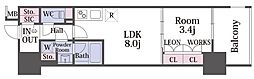 コンフォリア・リブ北久宝寺Q 1LDKの間取図画像