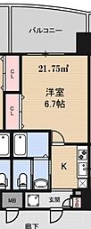 Luxeドーム前2 1Kの間取図画像