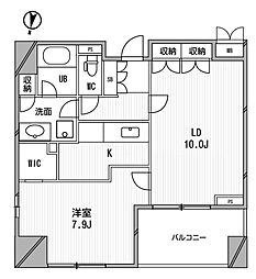 アーデンタワー福島ウエスト 1LDKの間取図画像