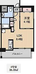 アニマーレ長堀 1LDKの間取図画像