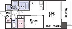 Alivis浪速東SoL TERRACE 1LDKの間取図画像