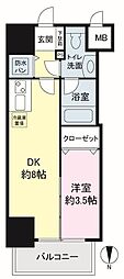 イグレック南本町 1DKの間取図画像
