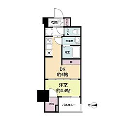 WORVE大阪本町 1DKの間取図画像
