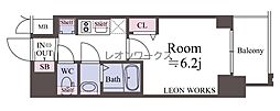 プレサンス東三国駅前グランクラス 1Kの間取図画像