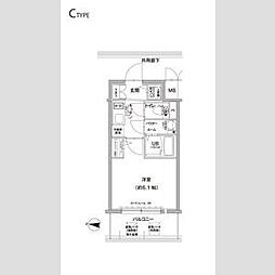 エスリード大阪梅田リュクス 1Kの間取図画像