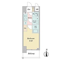 エスリードレジデンス大阪本町 1Kの間取図画像