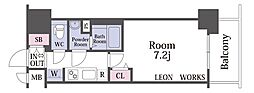プレサンス大国町LAAVENIR 1Kの間取図画像