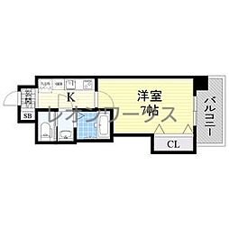 Luxe大正 1Kの間取図画像