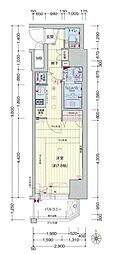 プレサンス上町台リベルテ 1Kの間取図画像