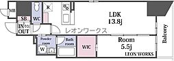 レジュールアッシュ谷町四丁目グランクラス 1LDKの間取図画像