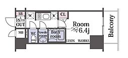プレサンス難波クチュール 1Kの間取図画像