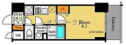 プレサンス北浜パレス 1Kの間取図画像