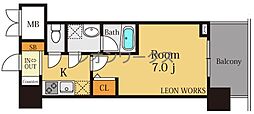 スプランディッド2 1Kの間取図画像