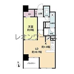 セレッソコート上本町EAST 1LDKの間取図画像