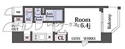 レオンコンフォート京橋 1Kの間取図画像