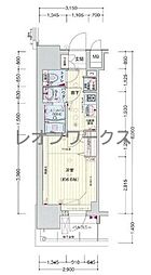 プレサンス四天王寺前夕陽ケ丘アクティ 1Kの間取図画像