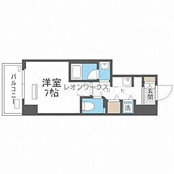 エスライズ東天満 1Kの間取図画像