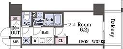 アドバンス大阪メルディア 1Kの間取図画像