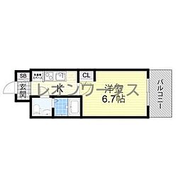 プラ・ディオ新深江 1Kの間取図画像