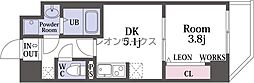 ARCA九条 1DKの間取図画像