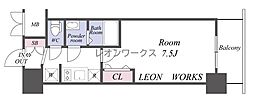 プレサンス堺筋本町センティス 1Kの間取図画像