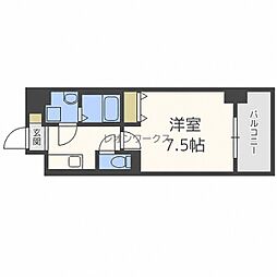 レオンヴァリエ福島野田 1Kの間取図画像