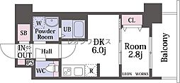 プレリス福島海老江 CORE FRONT 1DKの間取図画像