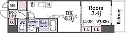 エスリードレジデンス都島DUO 1DKの間取図画像