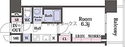 プレサンス天王寺ヴィヴァン 1Kの間取図画像