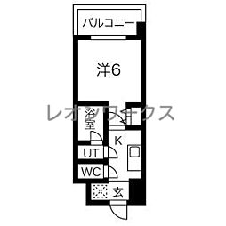 スプランディッド難波 1Kの間取図画像