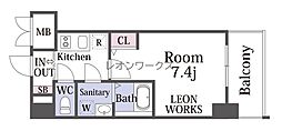 アプリーレ中之島 1Kの間取図画像