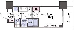 プレサンス南堀江ザ・センス 1Kの間取図画像