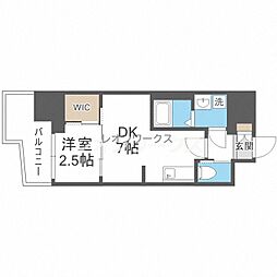 RESIDENCE難波南 1DKの間取図画像