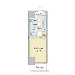 プライムアーバン御堂筋本町 1Kの間取図画像
