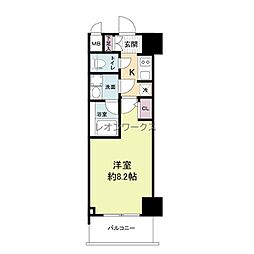 Fortuney大手前 1Kの間取図画像