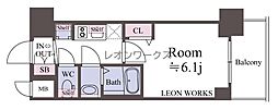 プレサンス東三国駅前グランクラス 1Kの間取図画像