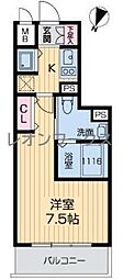 グランルージュ中之島南 1Kの間取図画像