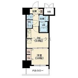 ラクラス本町東 1DKの間取図画像