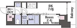 ルネフラッツ松屋町駅前 1DKの間取図画像