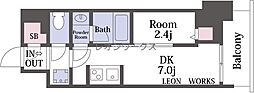 ルネフラッツ松屋町駅前 1DKの間取図画像