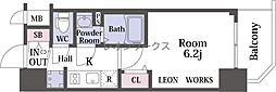 プレサンス長堀通グレイタス 1Kの間取図画像