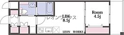 LaCASA新北野 1LDKの間取図画像
