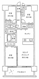 ライオンズマンション谷塚駅前 3LDKの間取図画像