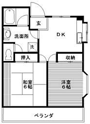 コーポラス2 2DKの間取図画像
