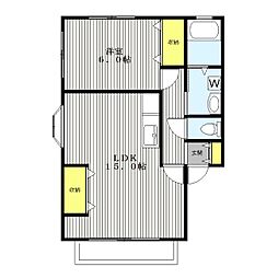 ドルフ城郷 1LDKの間取図画像